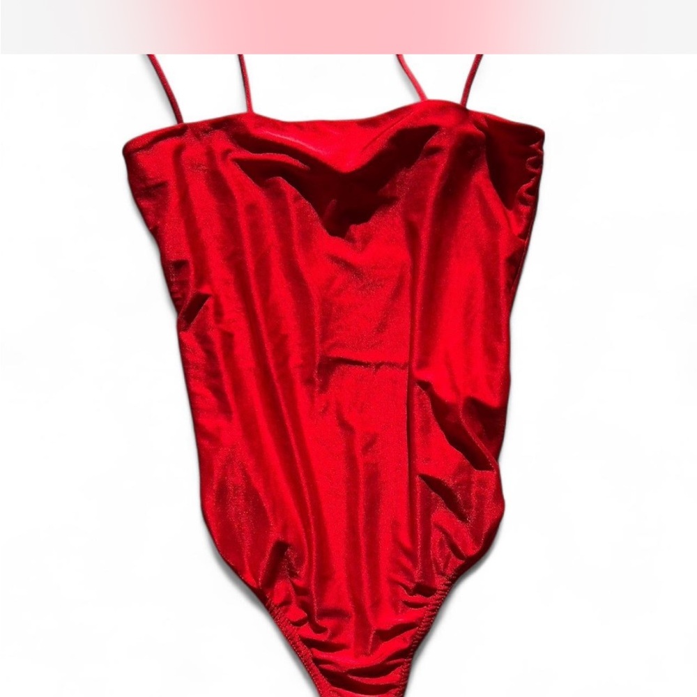 Missguided Red Satin Bodysuit